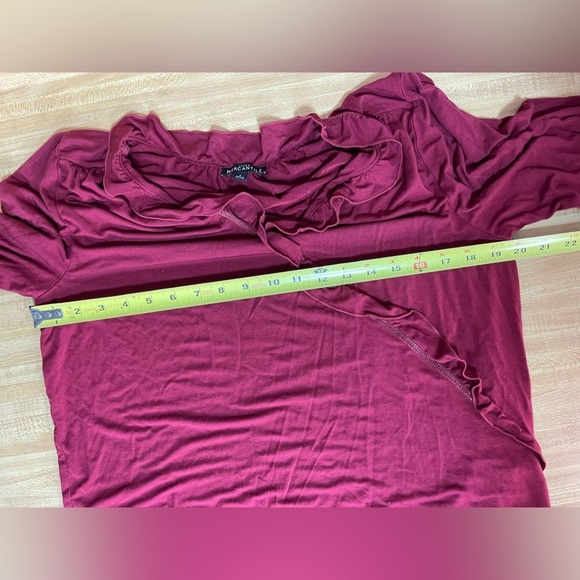 J. Crew Mercantile burgundy red ruffle V-neck  blouse women’s size L - Picture 9 of 16